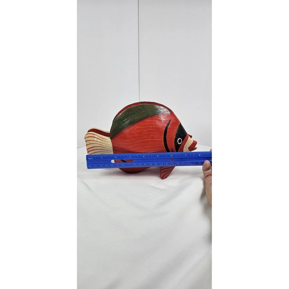 Hand Carved Wooden Fish‎ Napkin Holder Colorful Tropical Folk Art Kitchen Decor